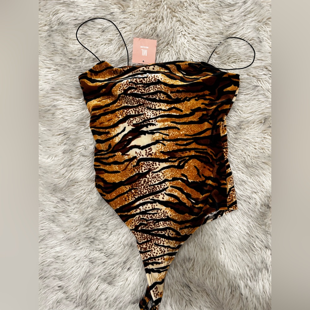 Miss Lola Tiger Print Bodysuit